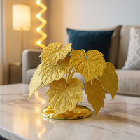 Golden Grape Leaf Sculpture Luxurious Table Décor