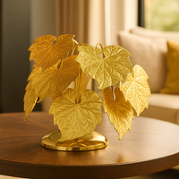 Golden Grape Leaf Sculpture Luxurious Table Décor