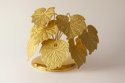 Golden Grape Leaf Sculpture Luxurious Table Décor