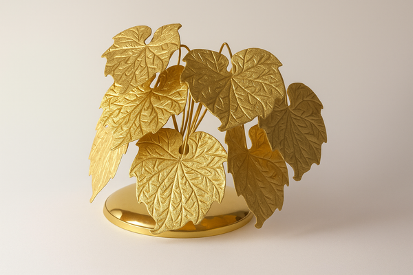 Golden Grape Leaf Sculpture Luxurious Table Décor