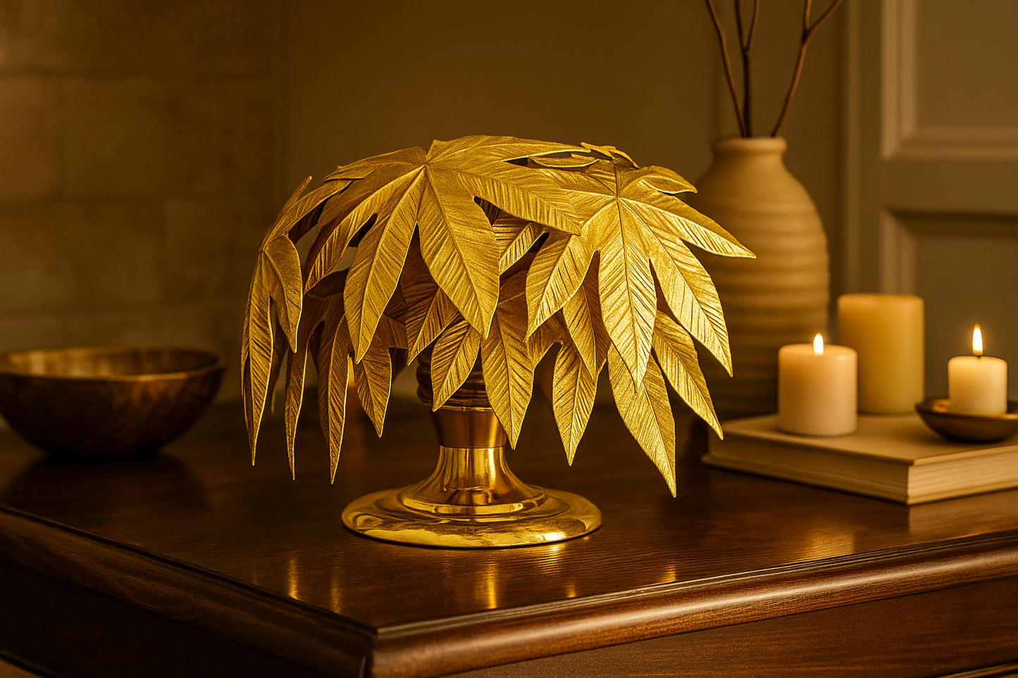 Majestic Golden Leaf Cluster Luxe Metal Home Accent