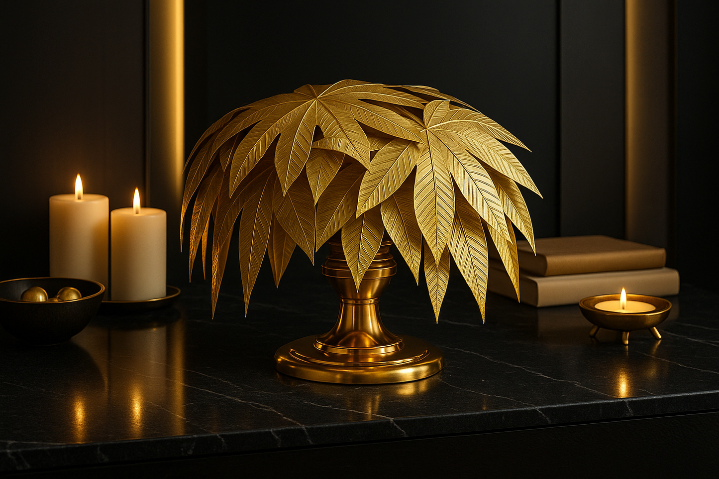 Majestic Golden Leaf Cluster Luxe Metal Home Accent