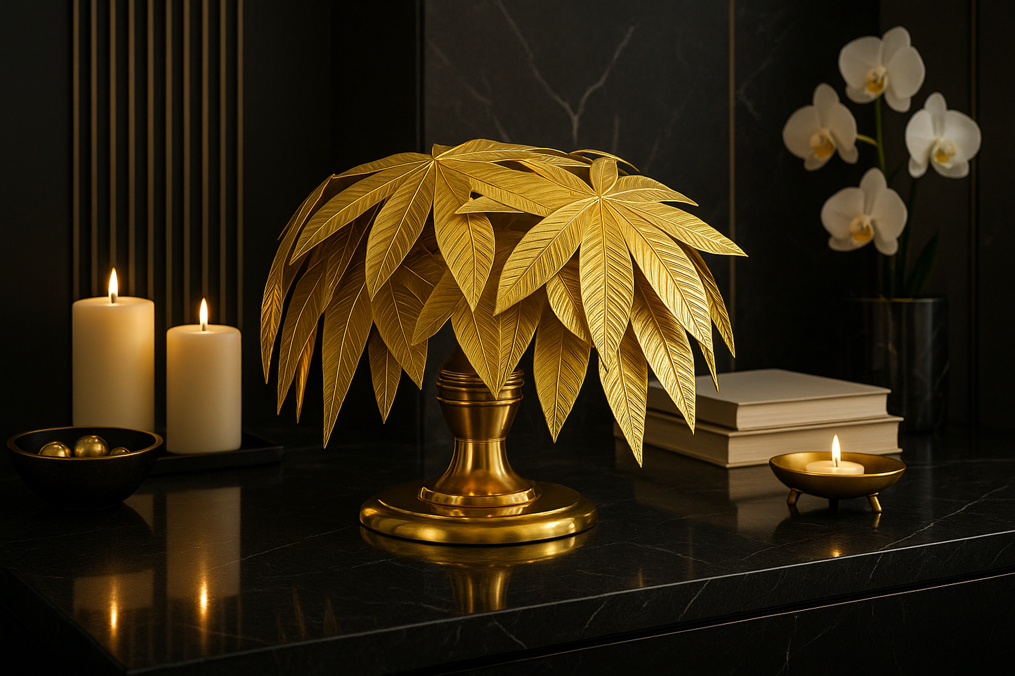 Majestic Golden Leaf Cluster Luxe Metal Home Accent