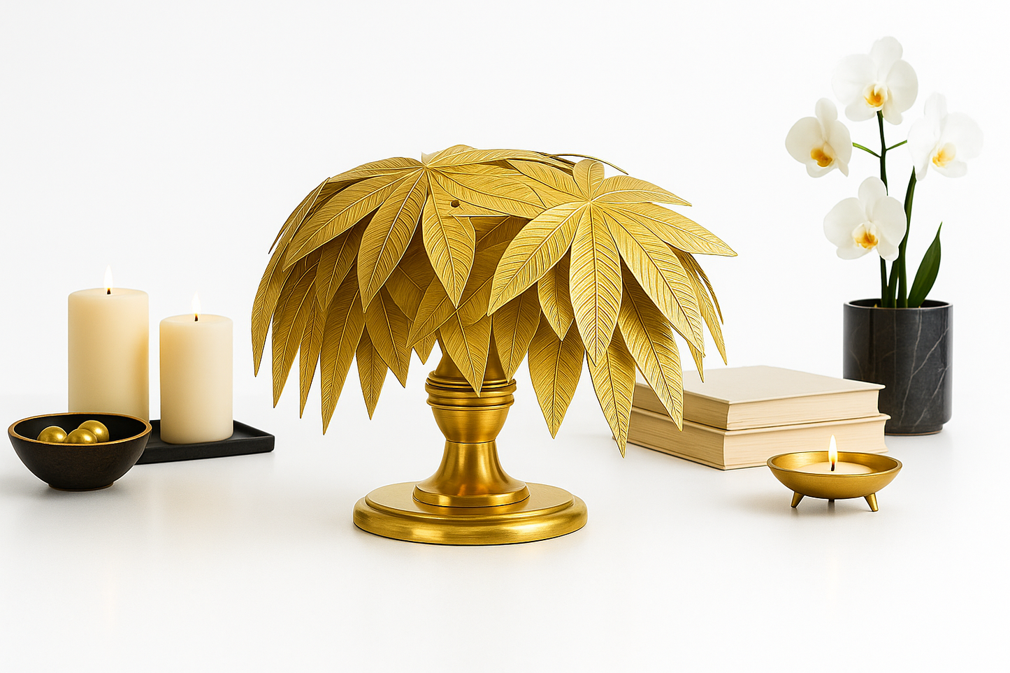 Majestic Golden Leaf Cluster Luxe Metal Home Accent