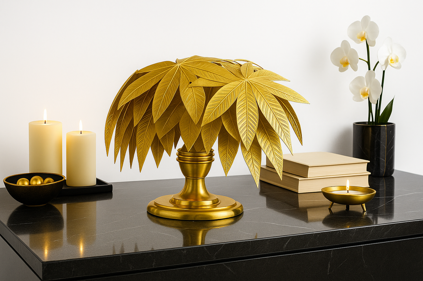 Majestic Golden Leaf Cluster Luxe Metal Home Accent