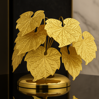 Golden Grape Leaf Sculpture Luxurious Table Décor