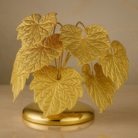 Golden Grape Leaf Sculpture Luxurious Table Décor